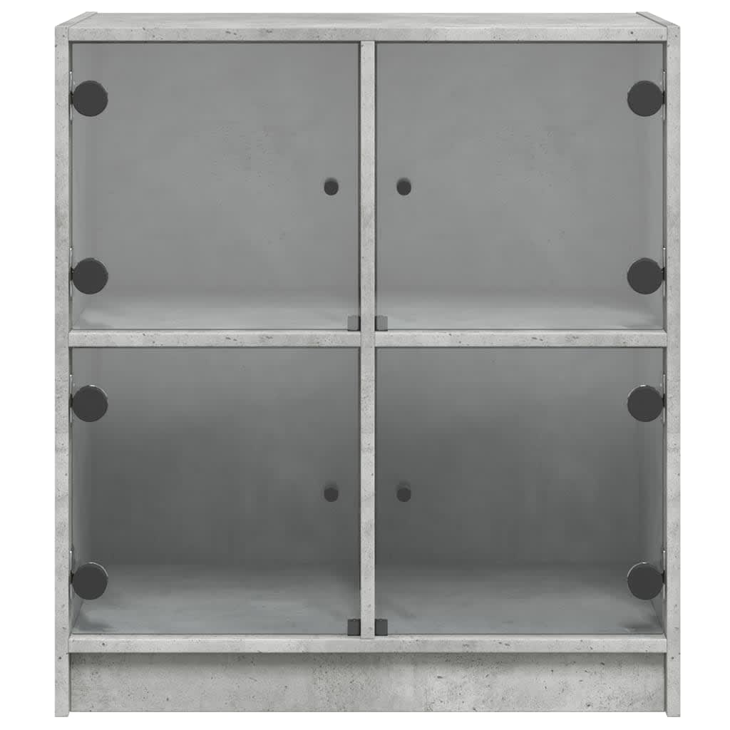 Skåp Betonggrå med glasdörrar 68x37x75,5 cm