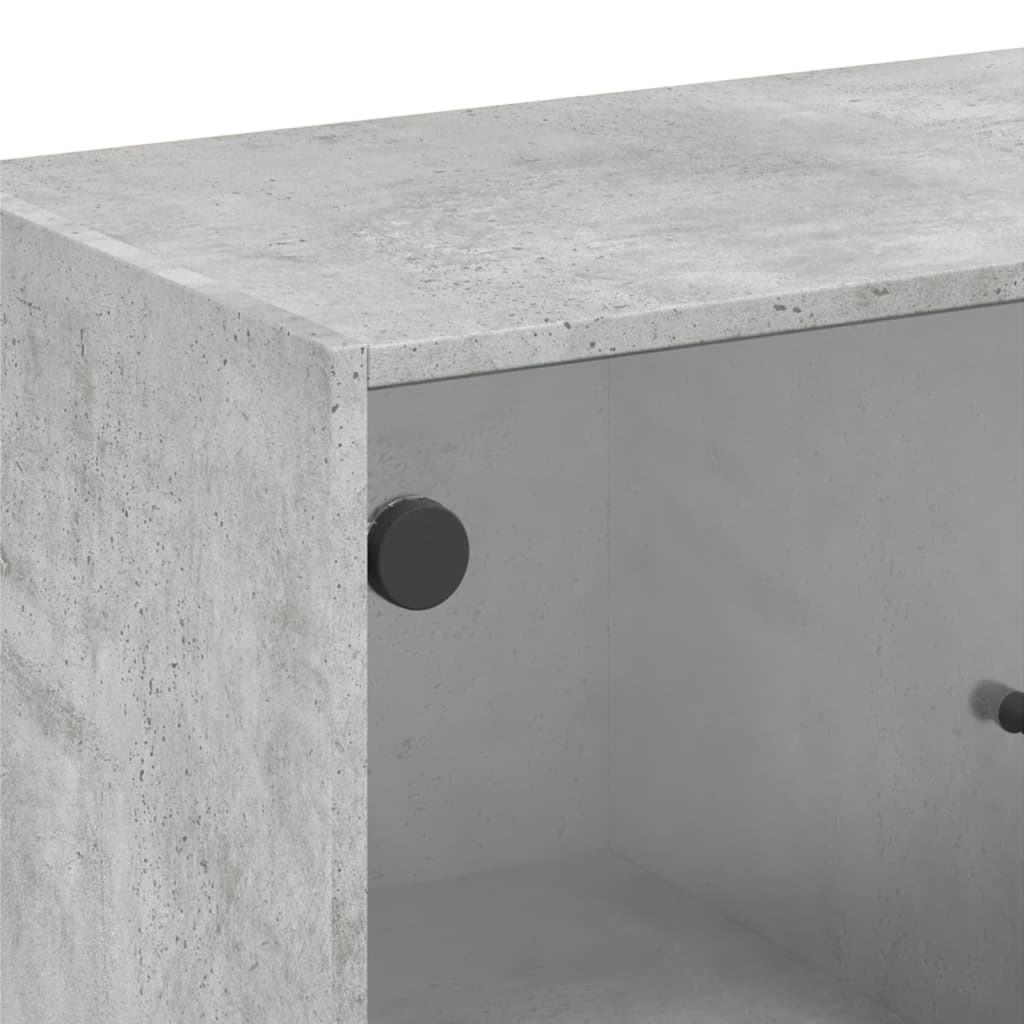 Skåp Betonggrå med glasdörrar 68x37x75,5 cm
