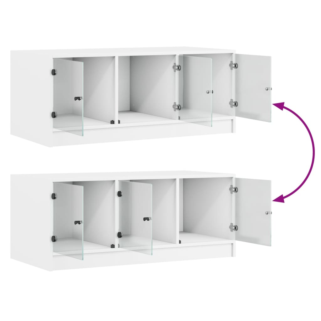 Soffbord Vit med glasdörrar 102x50x42 cm