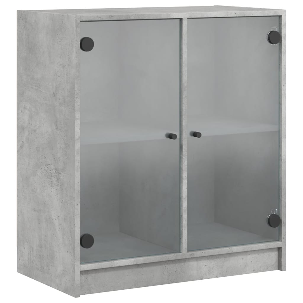 Skåp Betonggrå med glasdörrar 68x37x75,5 cm