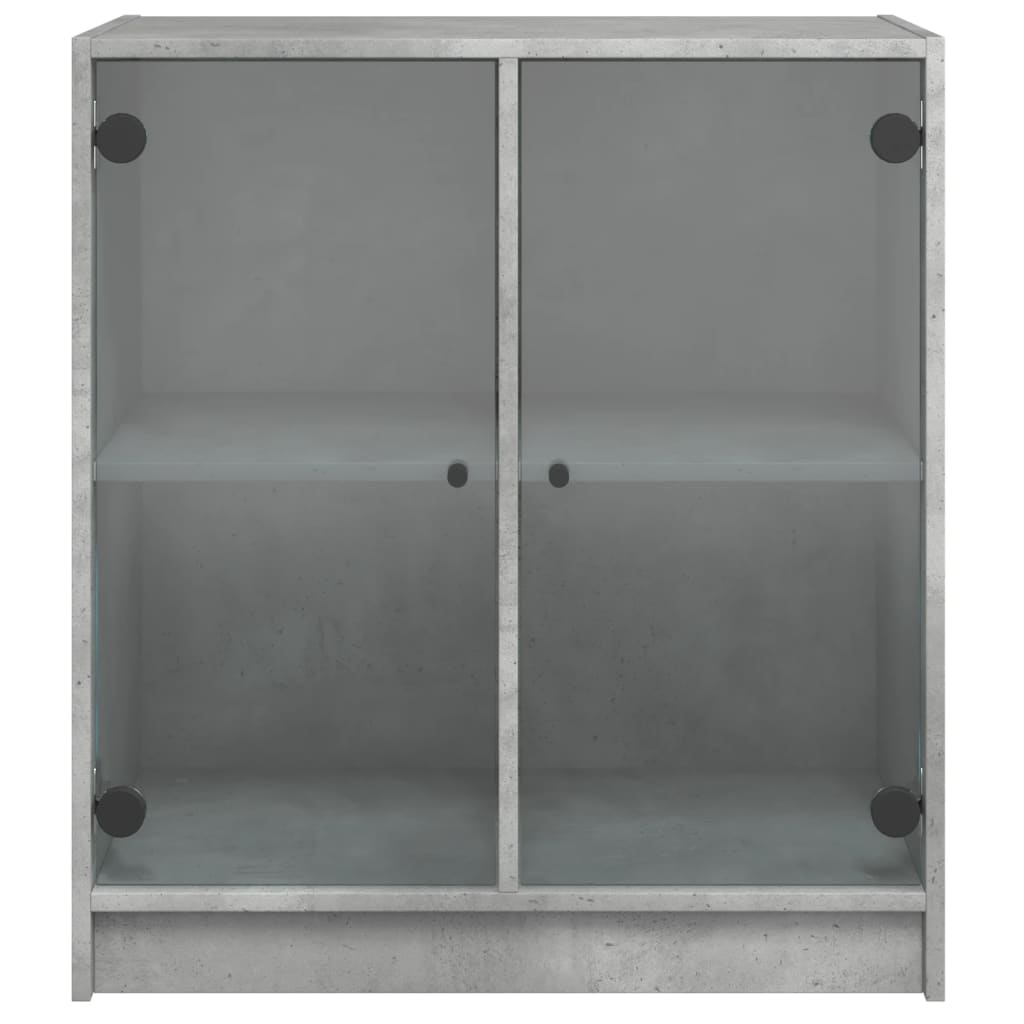 Skåp Betonggrå med glasdörrar 68x37x75,5 cm