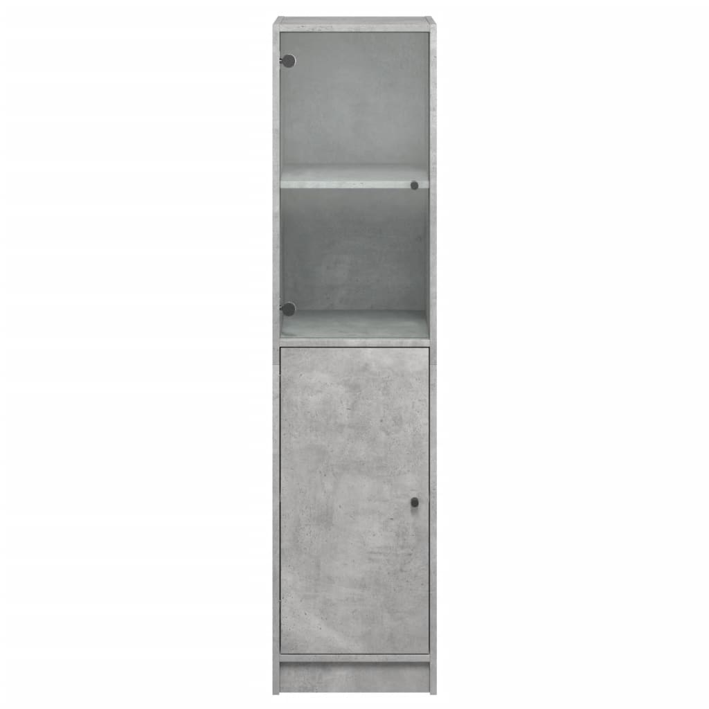 Skåp Betonggrå med glasdörr 35x37x142 cm