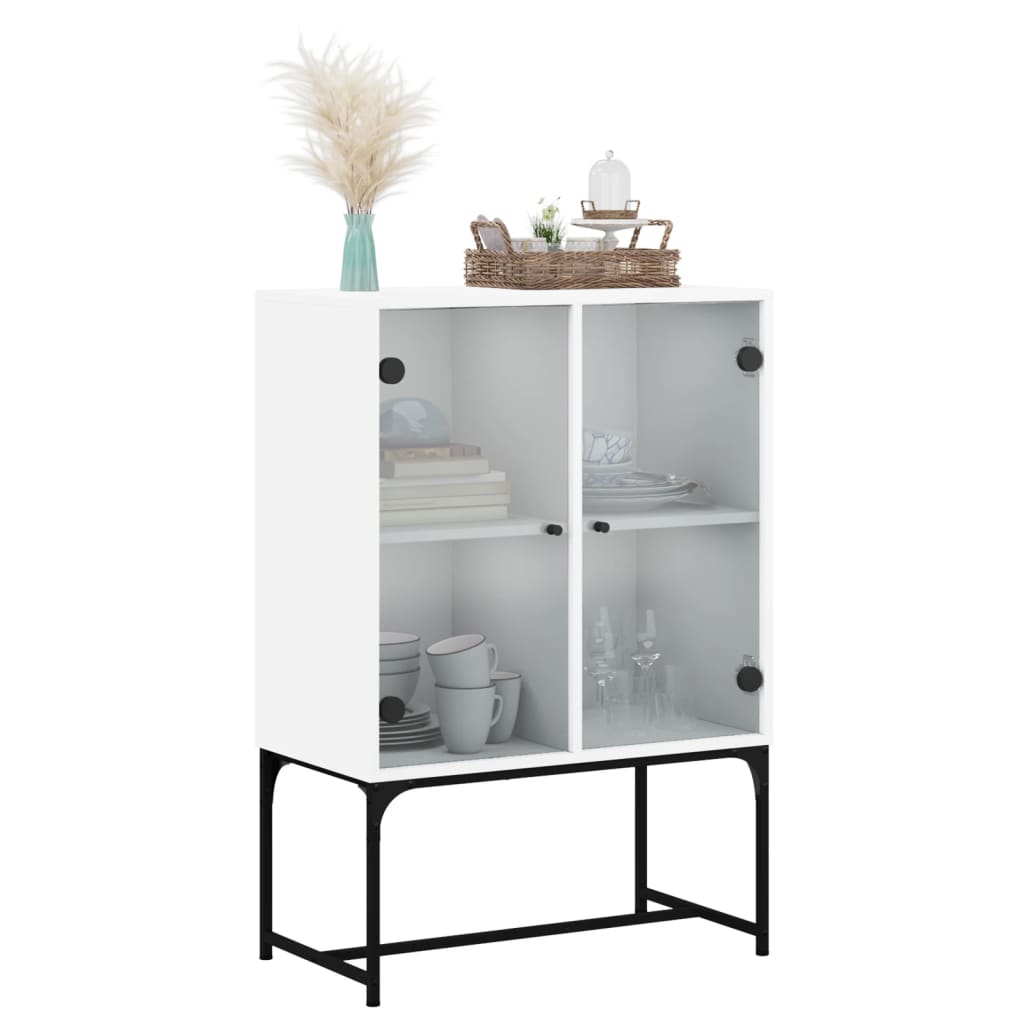 Skåp Vit med glasdörrar 69x37x100 cm