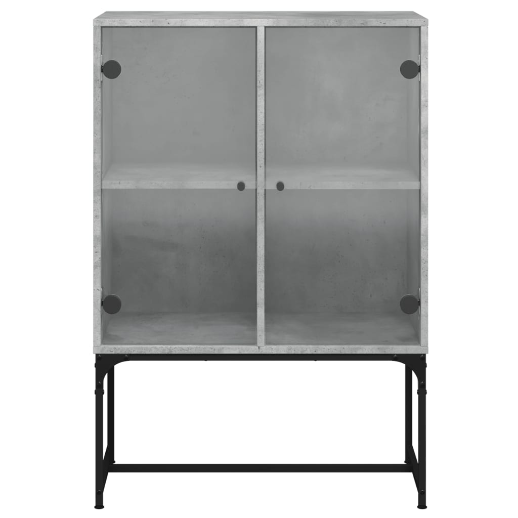 Skåp Betonggrå med glasdörrar 69x37x100 cm