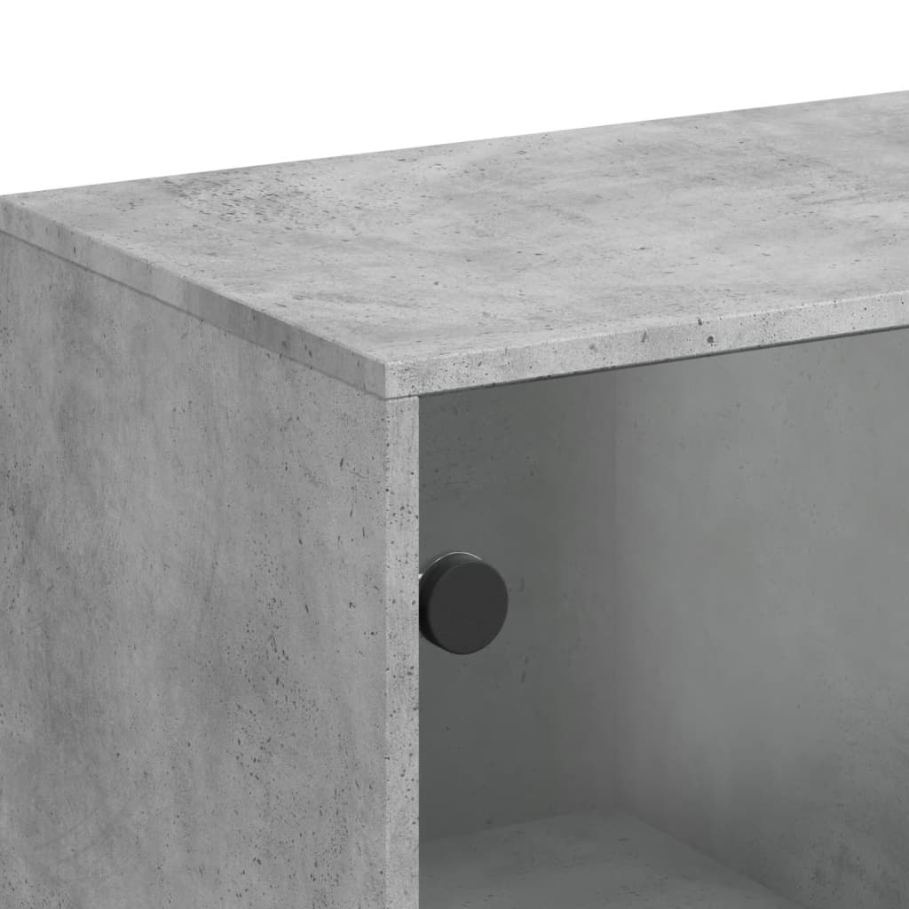 Skåp Betonggrå med glasdörrar 69x37x100 cm