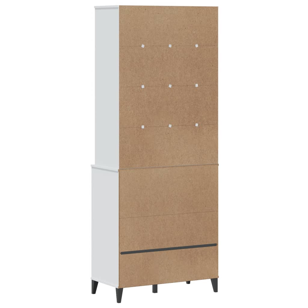 Vitrinskåp VIKEN vit 80x40x200 cm massiv furu