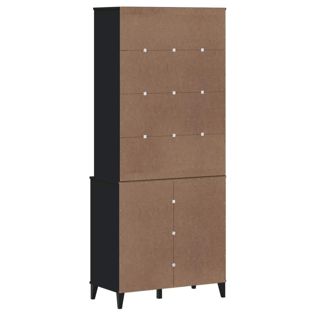 Vitrinskåp VIKEN svart 80x40x190 cm massiv furu