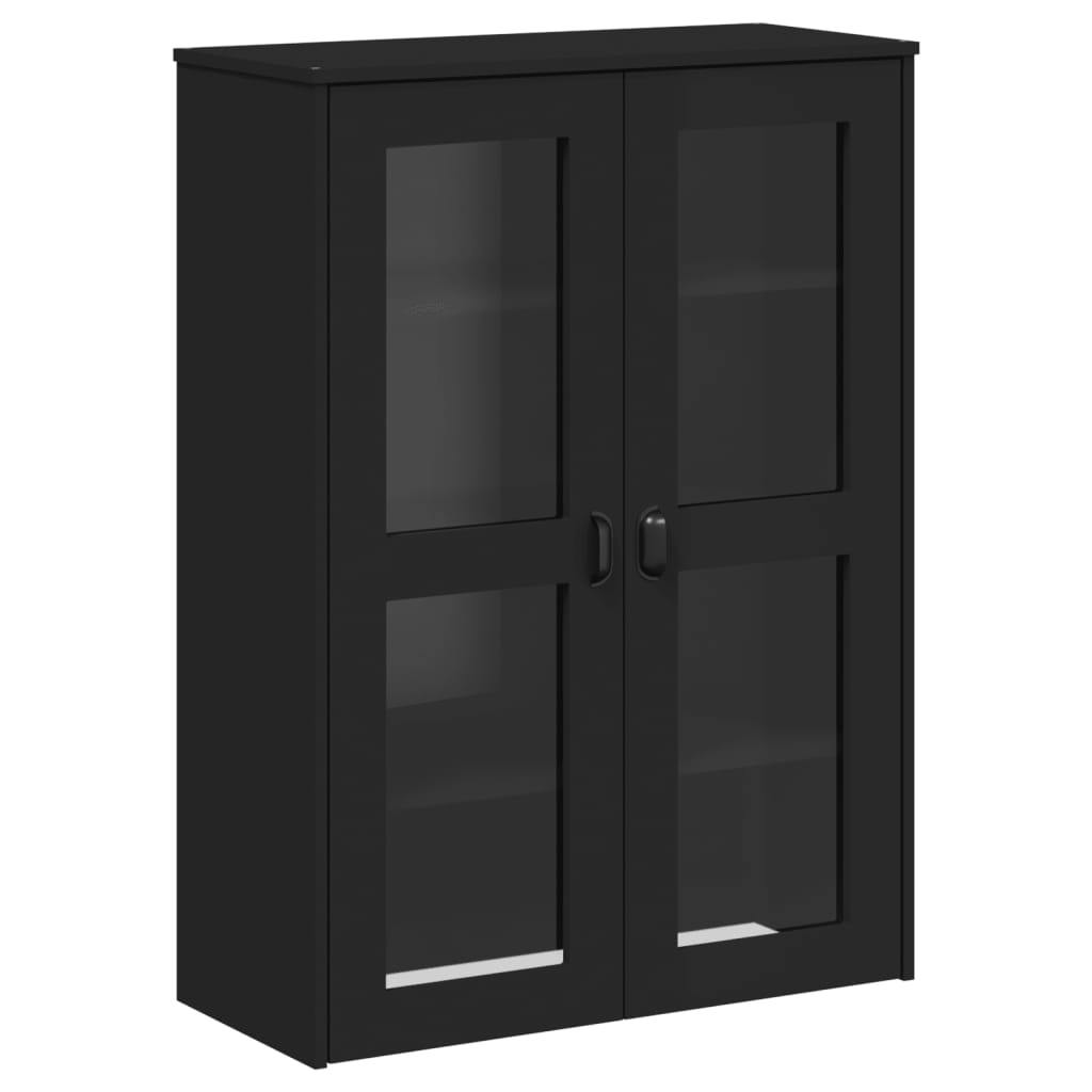 Vitrinskåp VIKEN svart 80x40x190 cm massiv furu