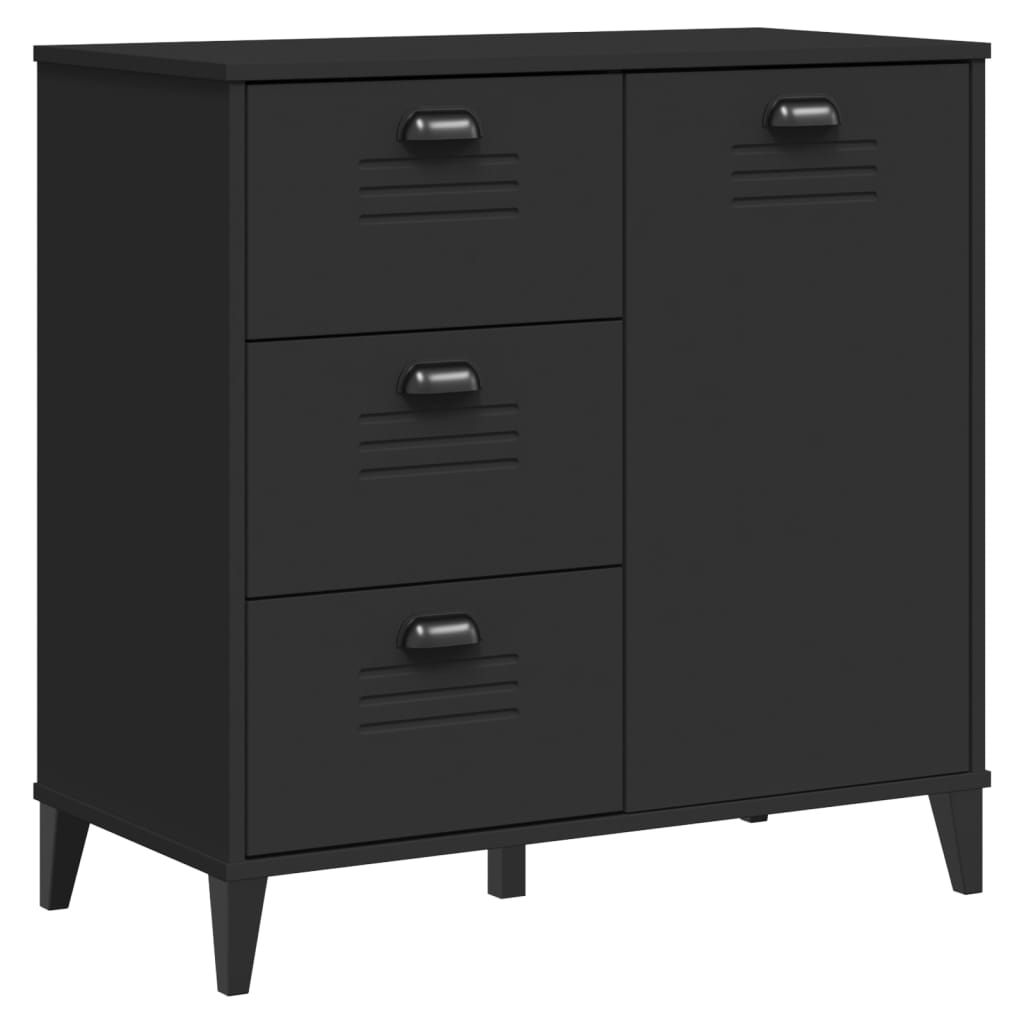 Vitrinskåp VIKEN svart 80x40x190 cm massiv furu