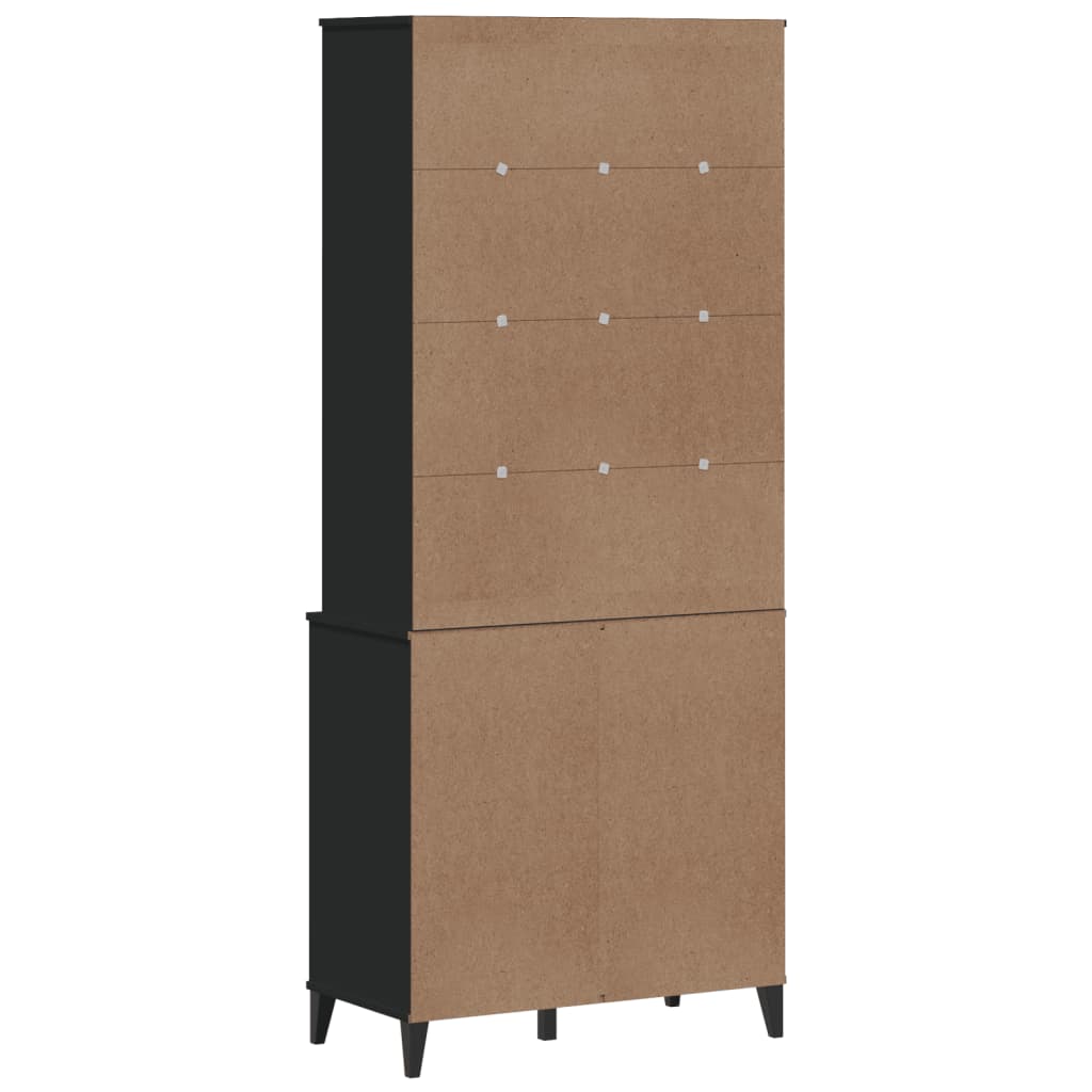 Vitrinskåp VIKEN svart 80x40x190 cm massiv furu