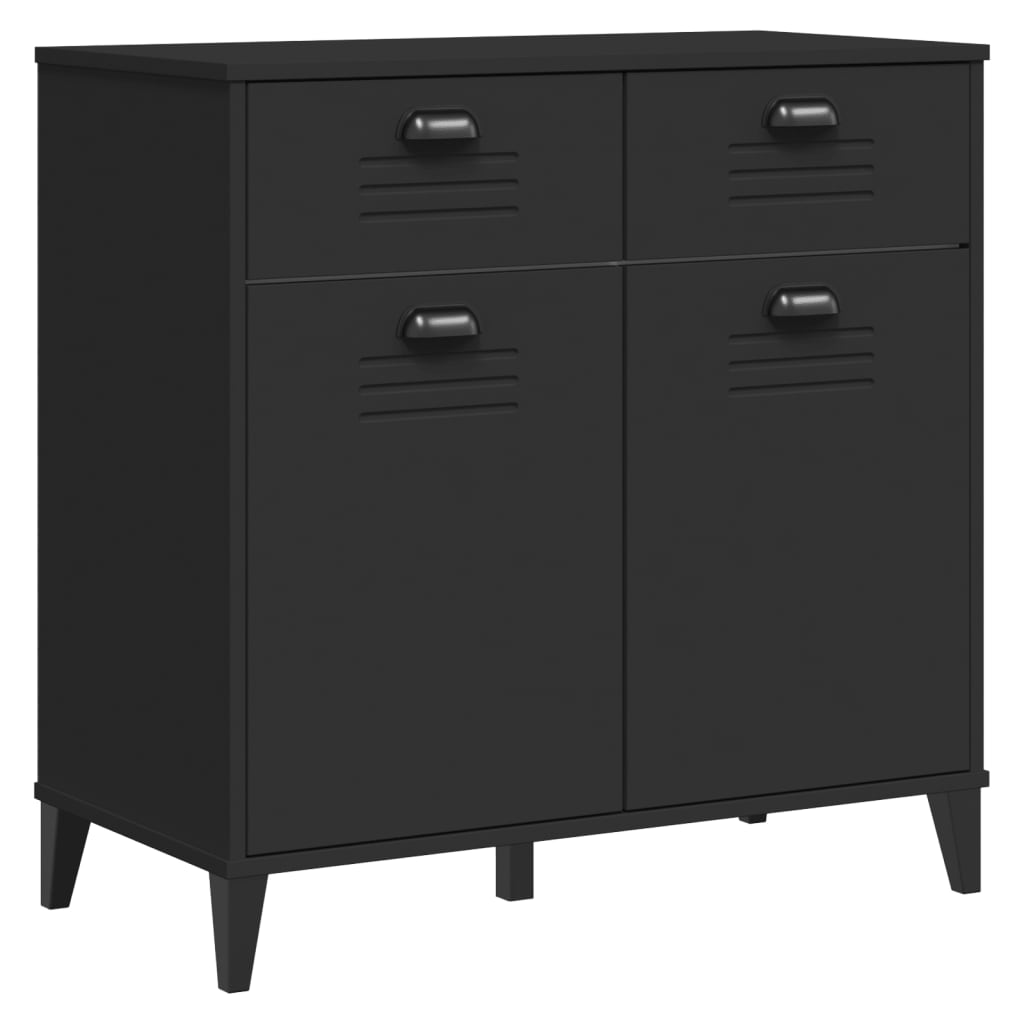 Vitrinskåp VIKEN svart 80x40x190 cm massiv furu