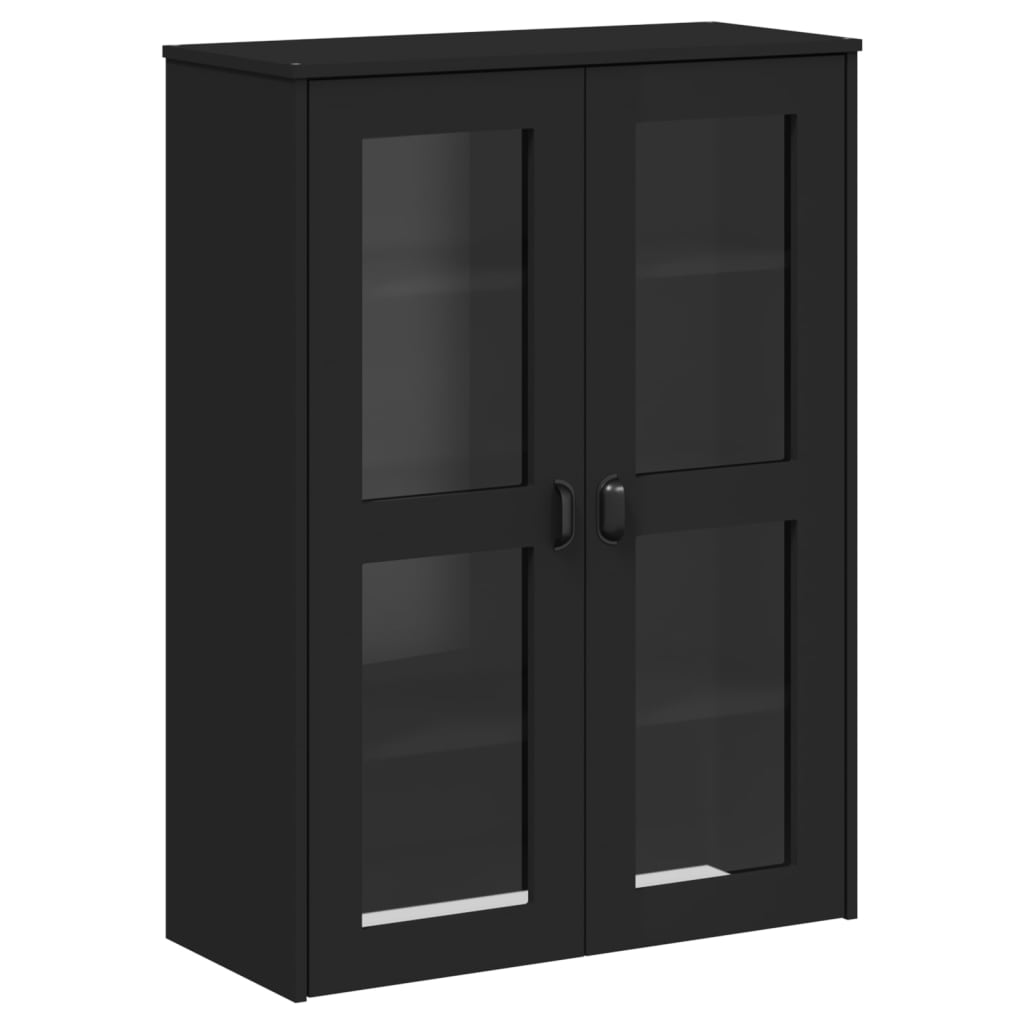 Vitrinskåp VIKEN svart 80x40x190 cm massiv furu