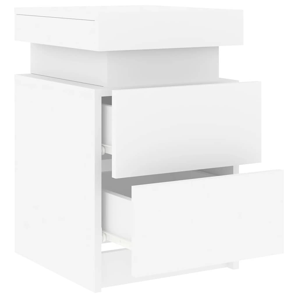 Sängbord med LED 2 st vit 35x39x55 cm