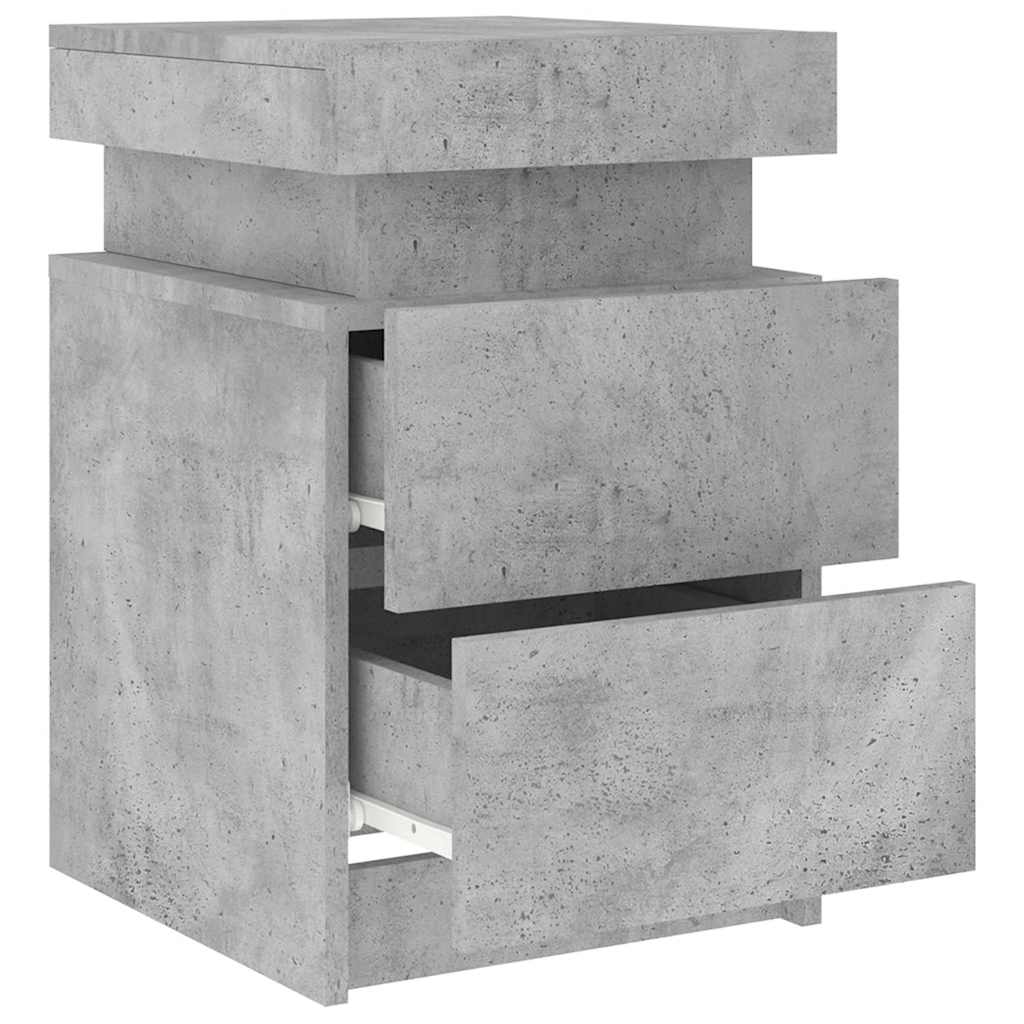 Sängbord med LED-lampor 2 st betonggrå 35x39x55 cm