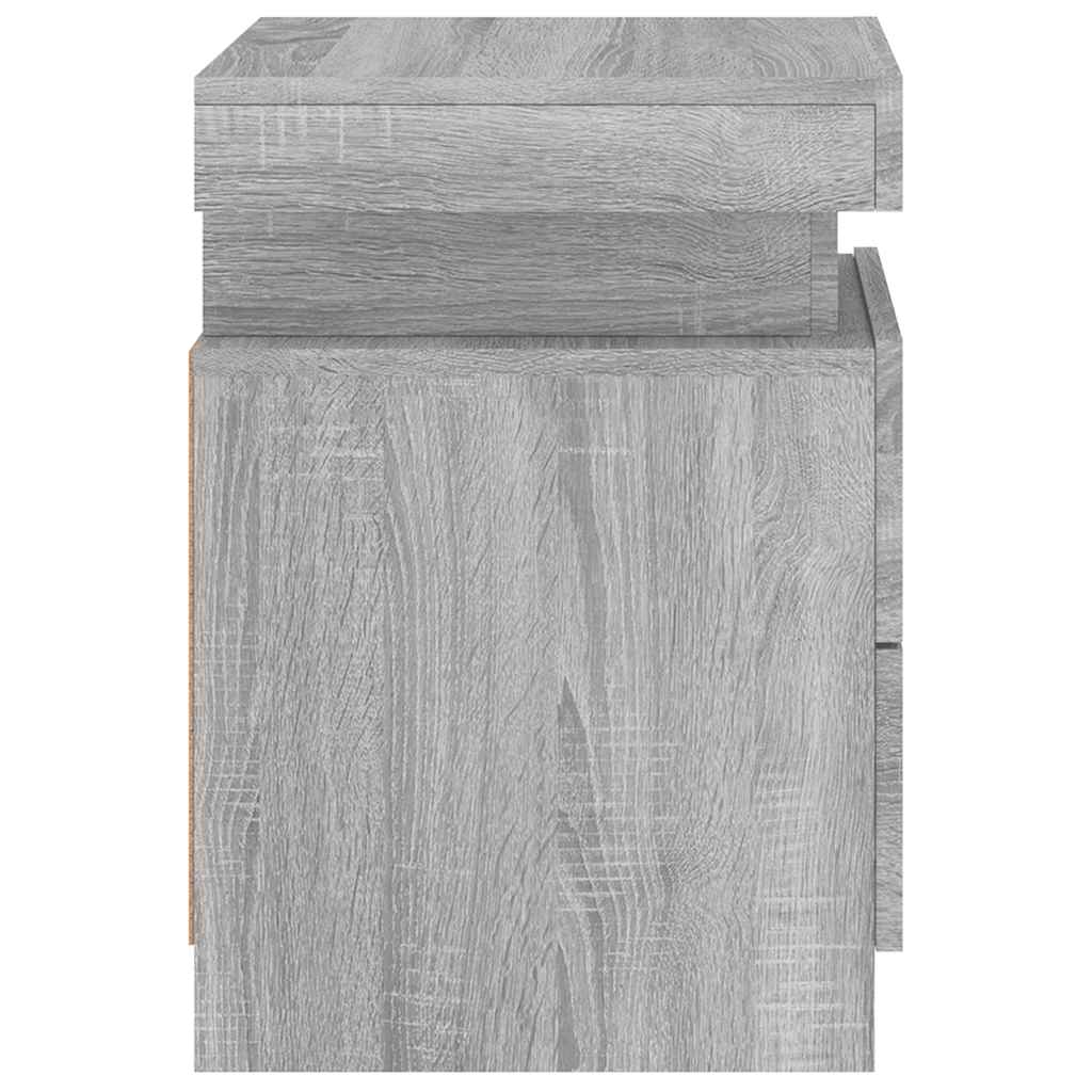 Sängbord Nattduksbord Sonoma Grå med LED-lampor 35x39x55 cm