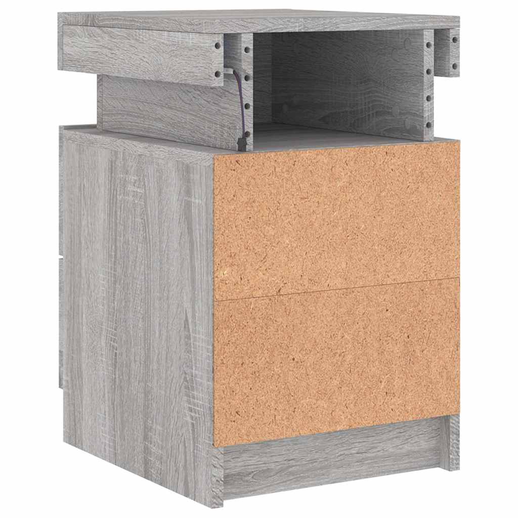 Sängbord Nattduksbord Sonoma Grå med LED-lampor 35x39x55 cm