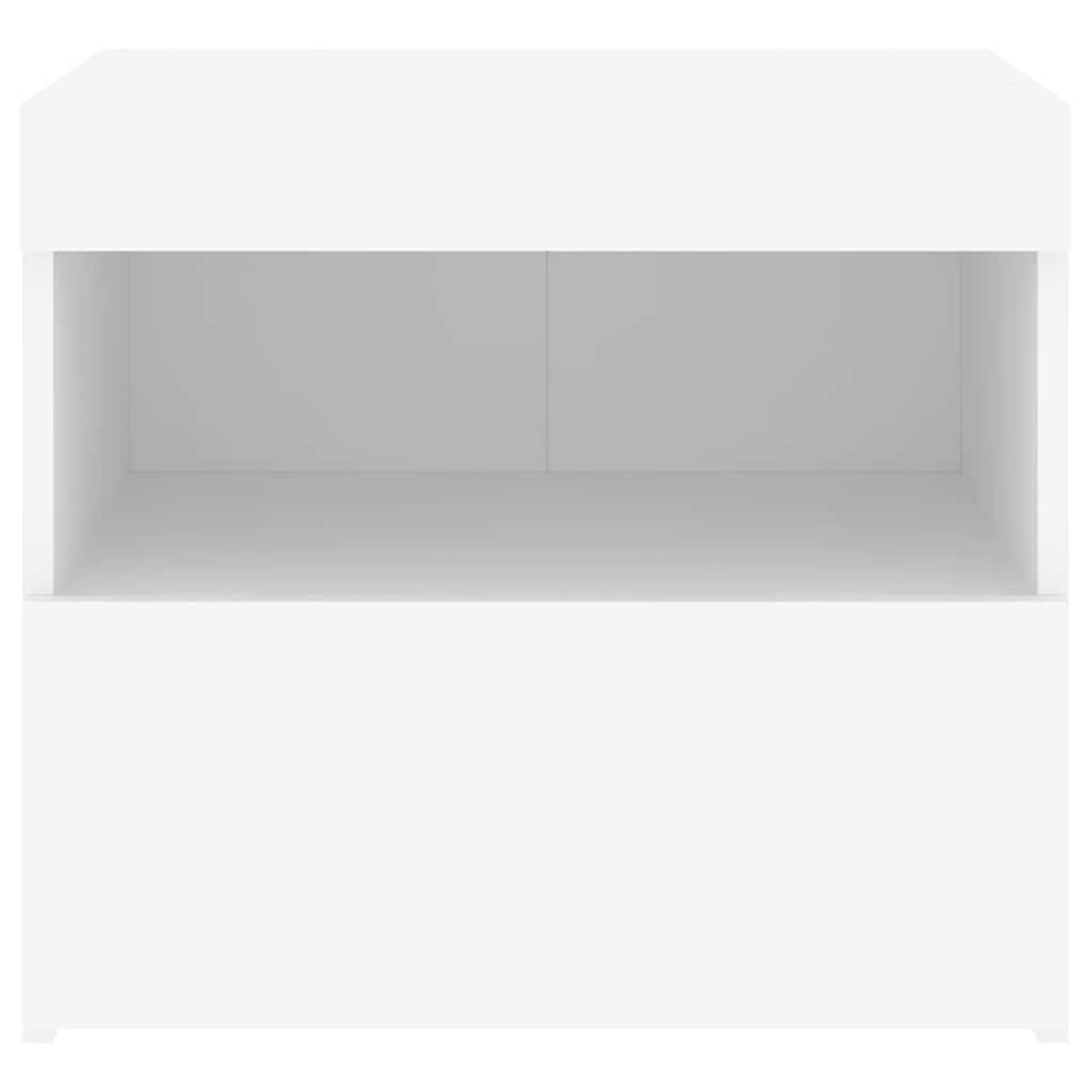 Sängbord med LED 2 st vit 50x40x45 cm