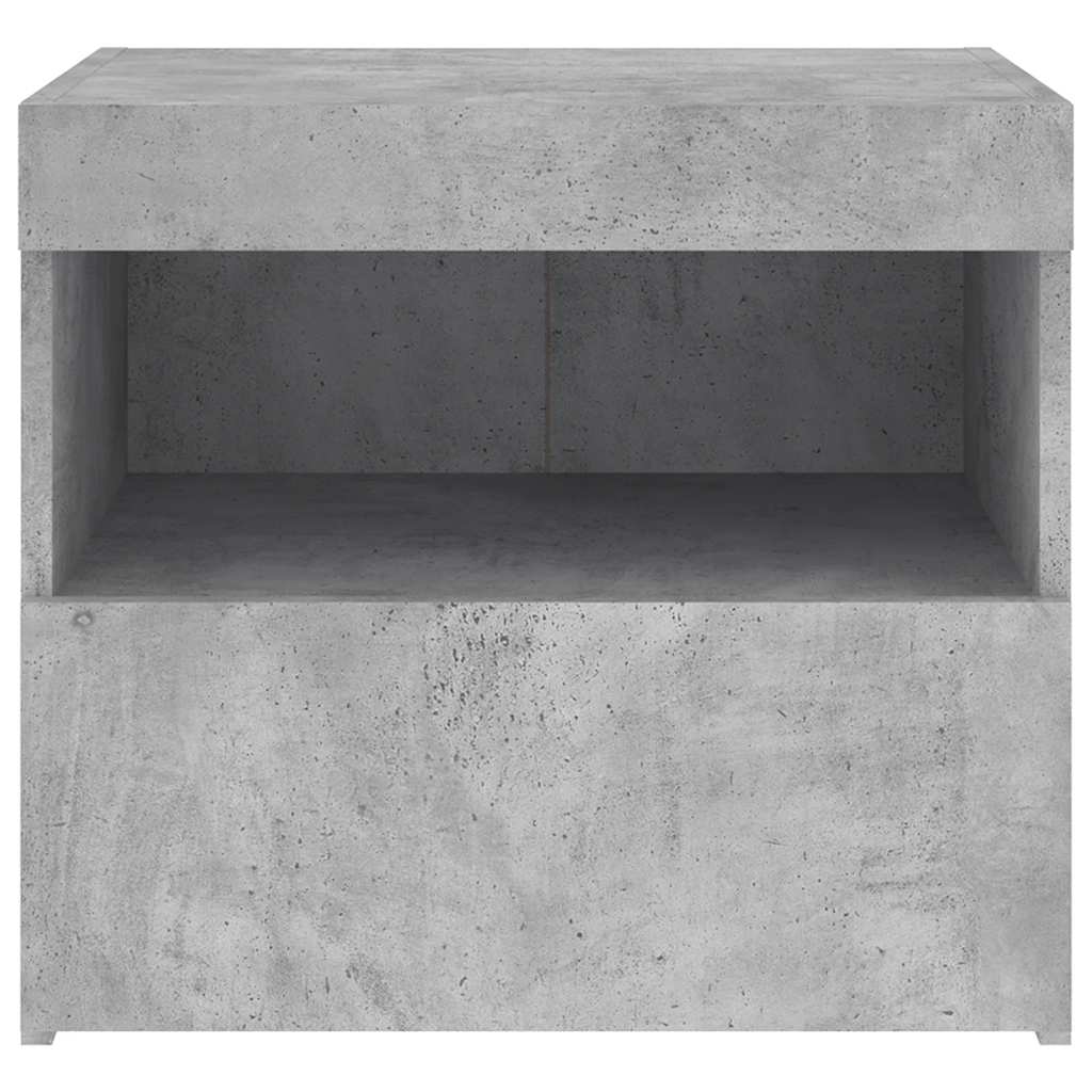 Sängbord med LED-lampor 2 st betonggrå 50x40x45 cm