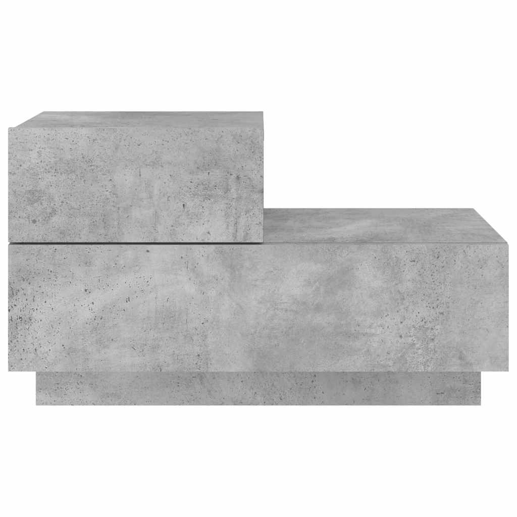 Sängbord Nattduksbord Betonggrå med LED-lampor 70x36x40,5 cm