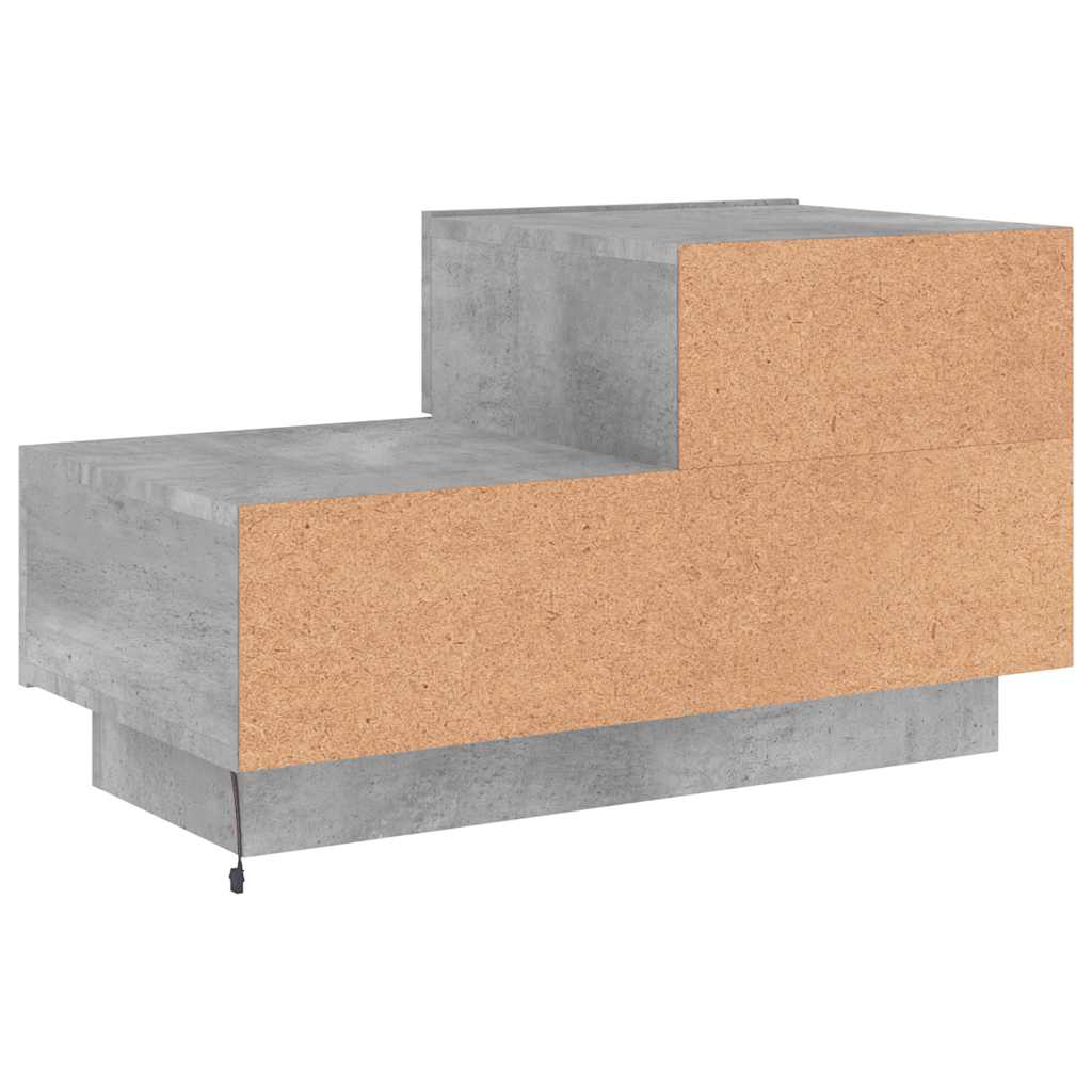 Sängbord Nattduksbord Betonggrå med LED-lampor 70x36x40,5 cm
