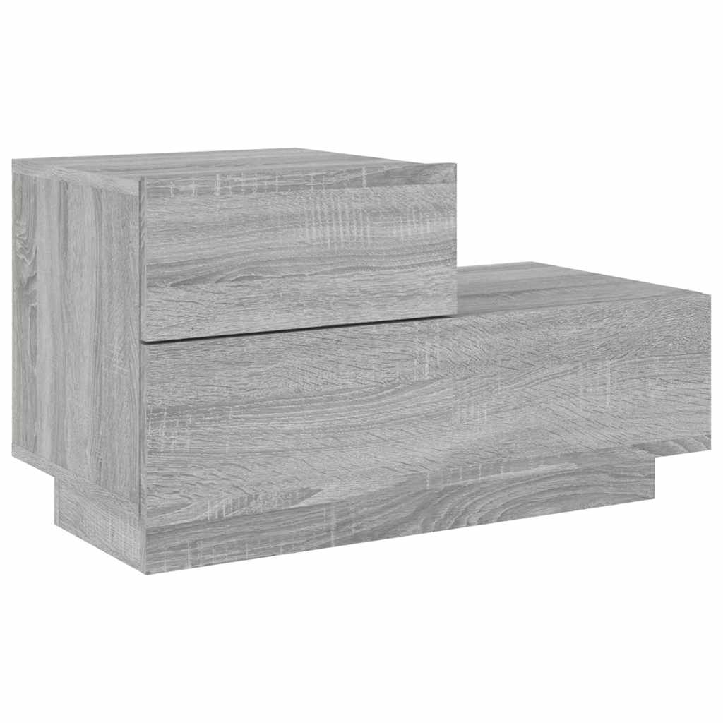 Sängbord Nattduksbord Sonoma Grå med LED-lampor 70x36x40,5 cm