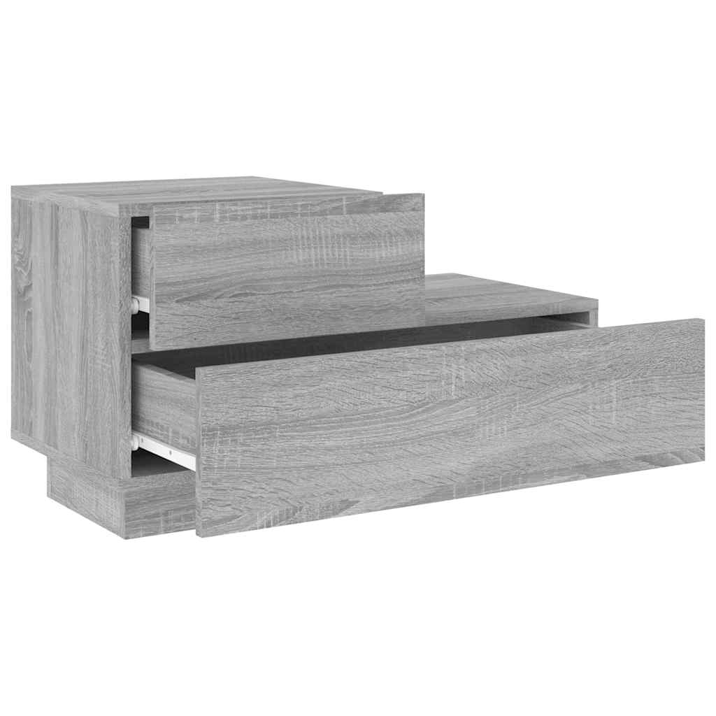 Sängbord Nattduksbord Sonoma Grå med LED-lampor 70x36x40,5 cm