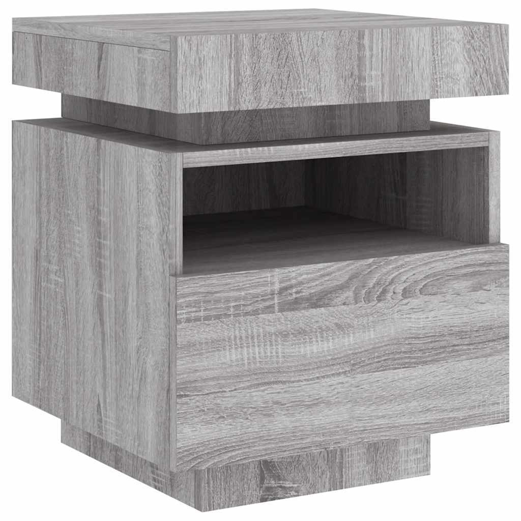 Sängbord Nattduksbord Sonoma Grå med LED-belysning 40x39x48,5 cm