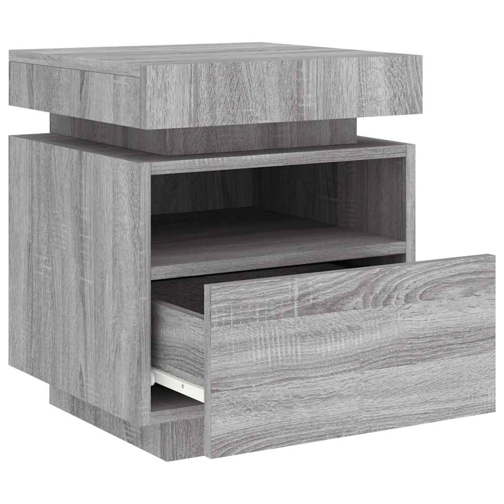 Sängbord Nattduksbord Sonoma Grå med LED-belysning 40x39x48,5 cm