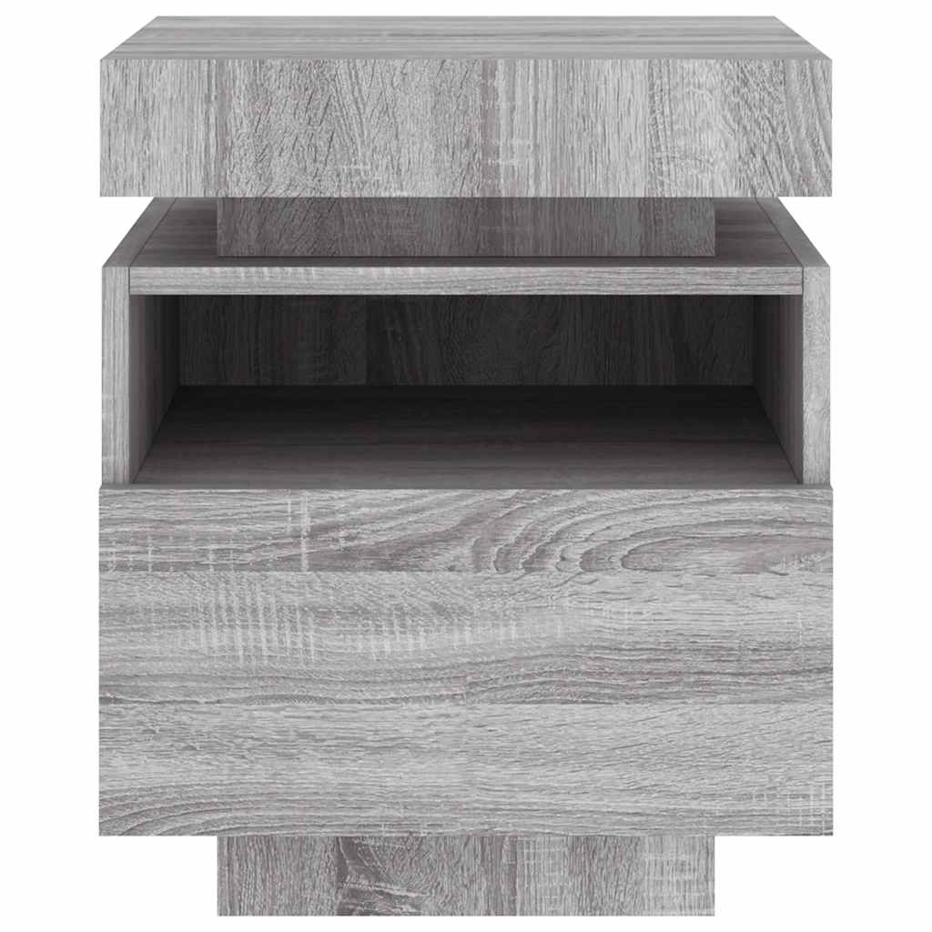 Sängbord Nattduksbord Sonoma Grå med LED-belysning 40x39x48,5 cm