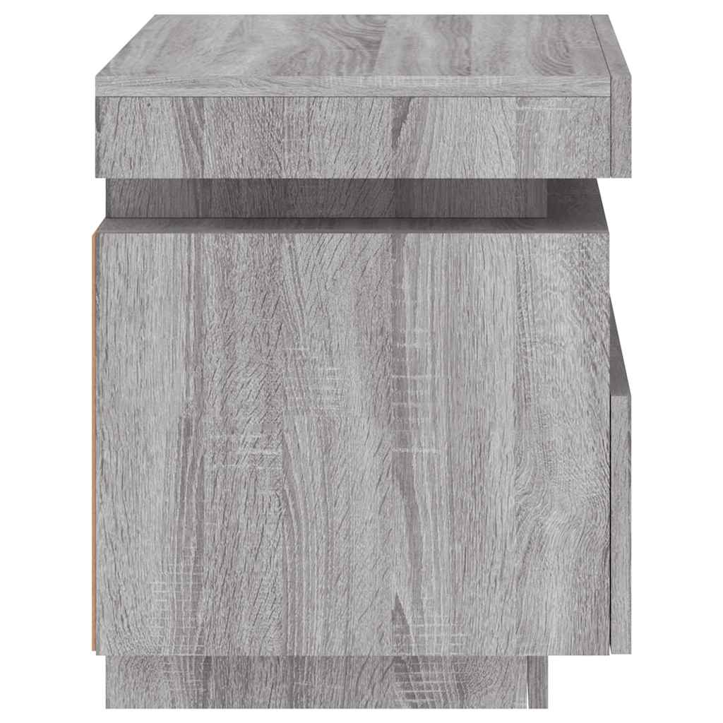 Sängbord Nattduksbord Sonoma Grå med LED-belysning 40x39x48,5 cm