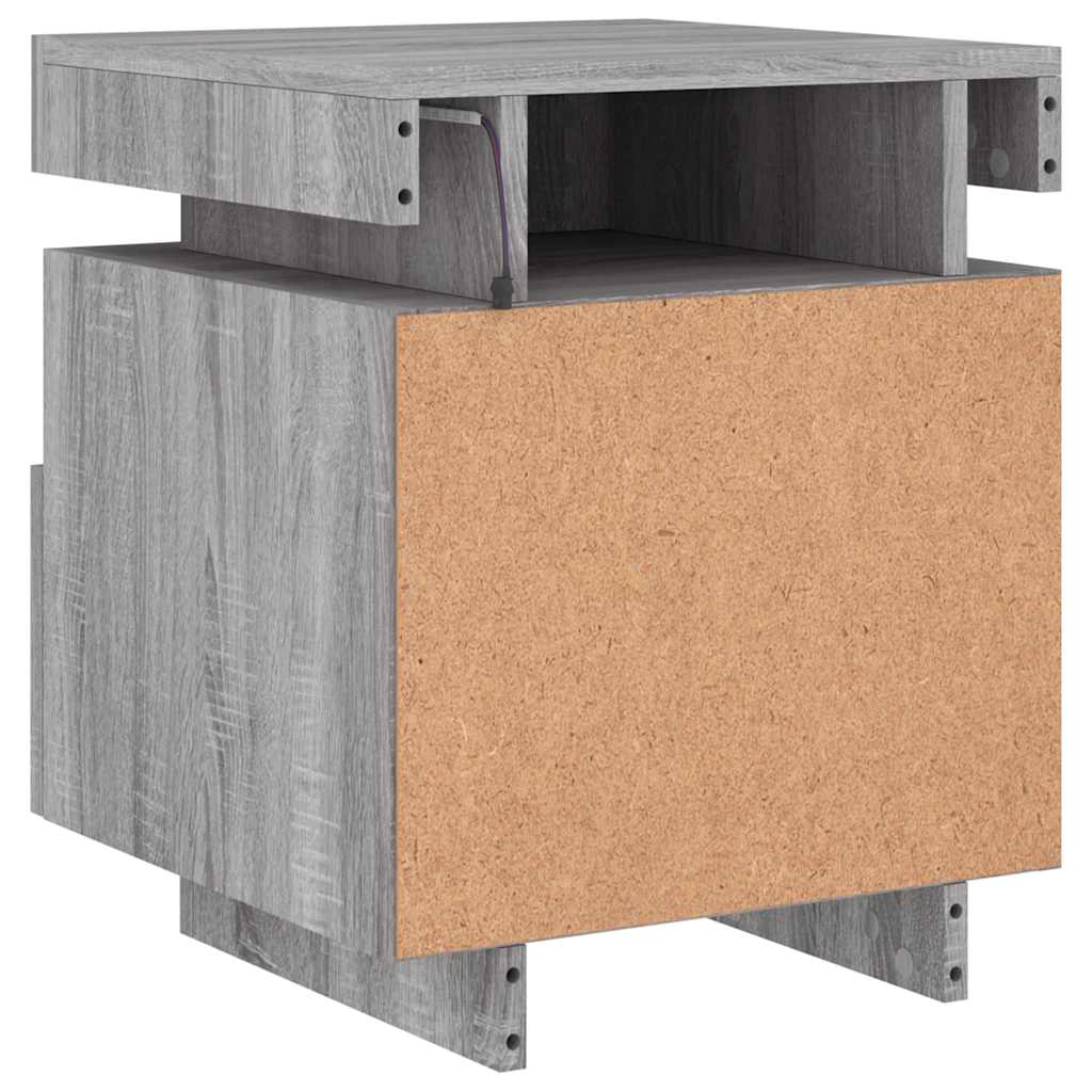 Sängbord Nattduksbord Sonoma Grå med LED-belysning 40x39x48,5 cm