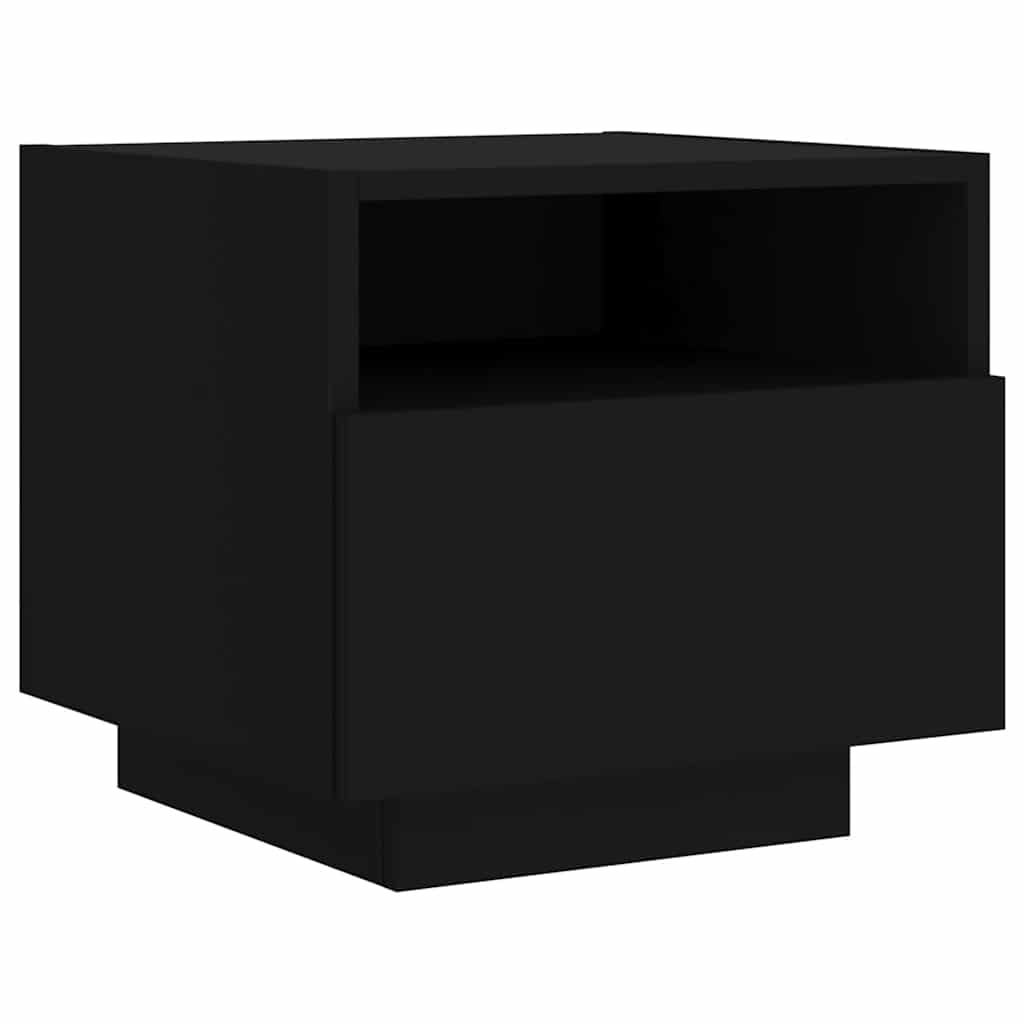 Sängbord Nattduksbord Svart med LED-belysning 40x39x37 cm