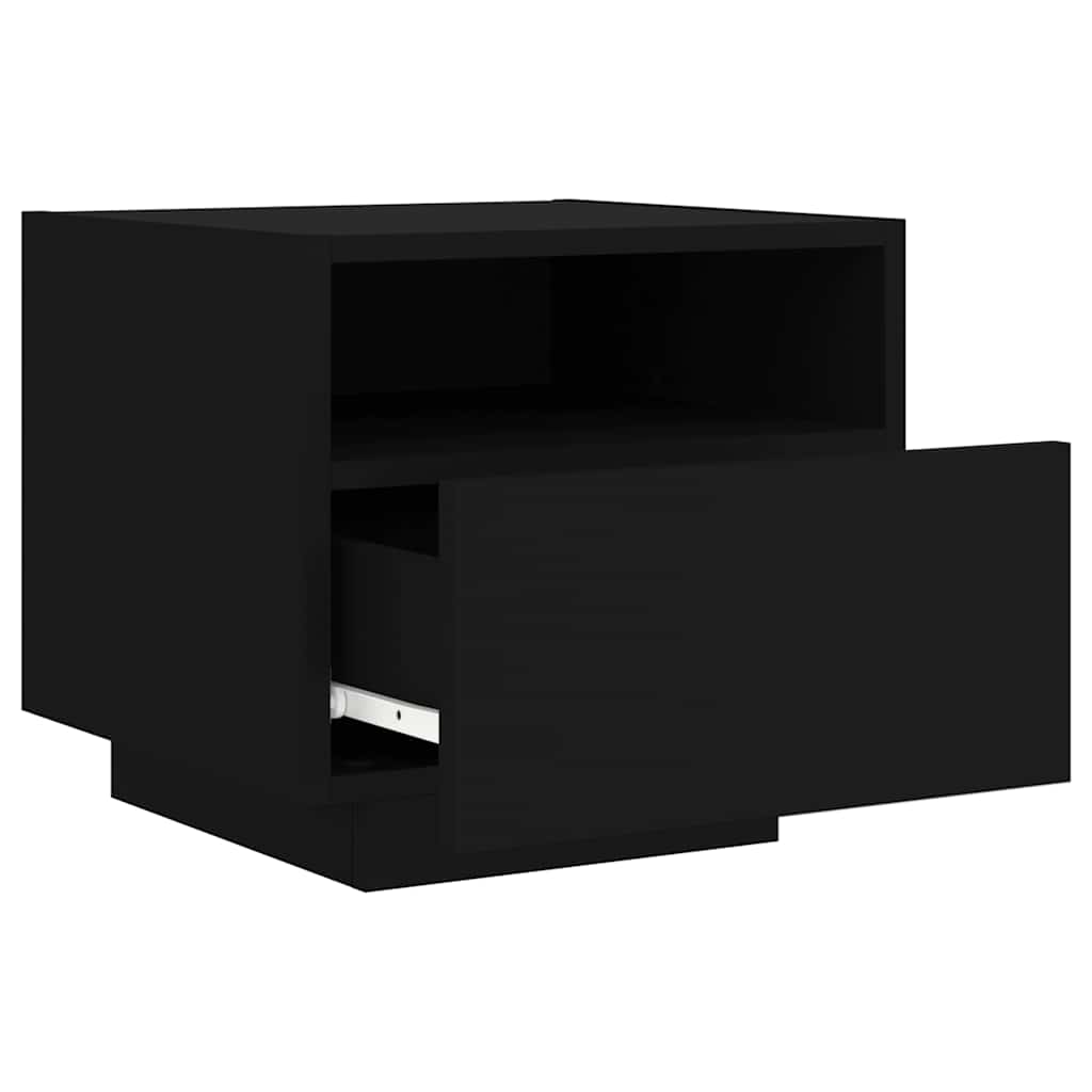 Sängbord Nattduksbord Svart med LED-belysning 40x39x37 cm