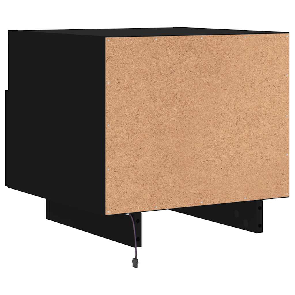 Sängbord Nattduksbord Svart med LED-belysning 40x39x37 cm