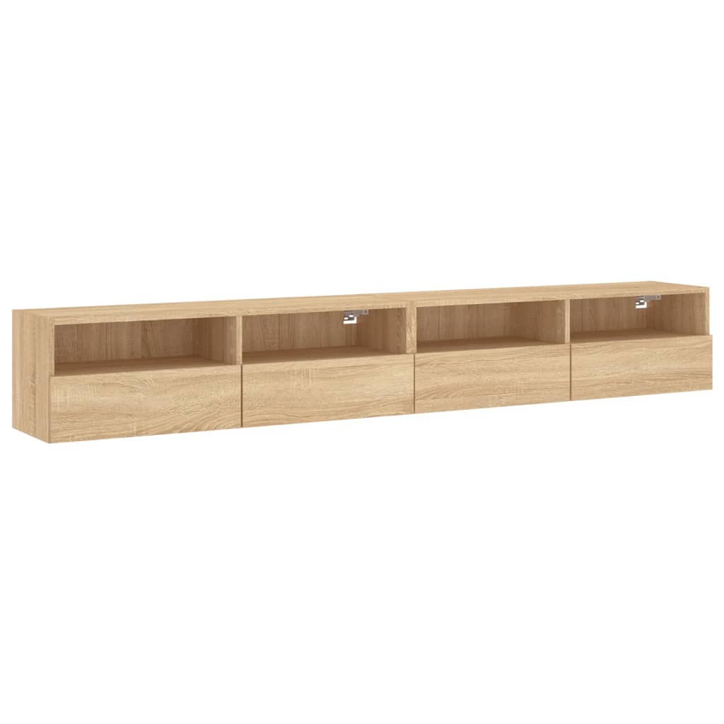 Väggmonterad tv-bänk 2 st sonoma-ek 100x30x30cm konstruerat trä