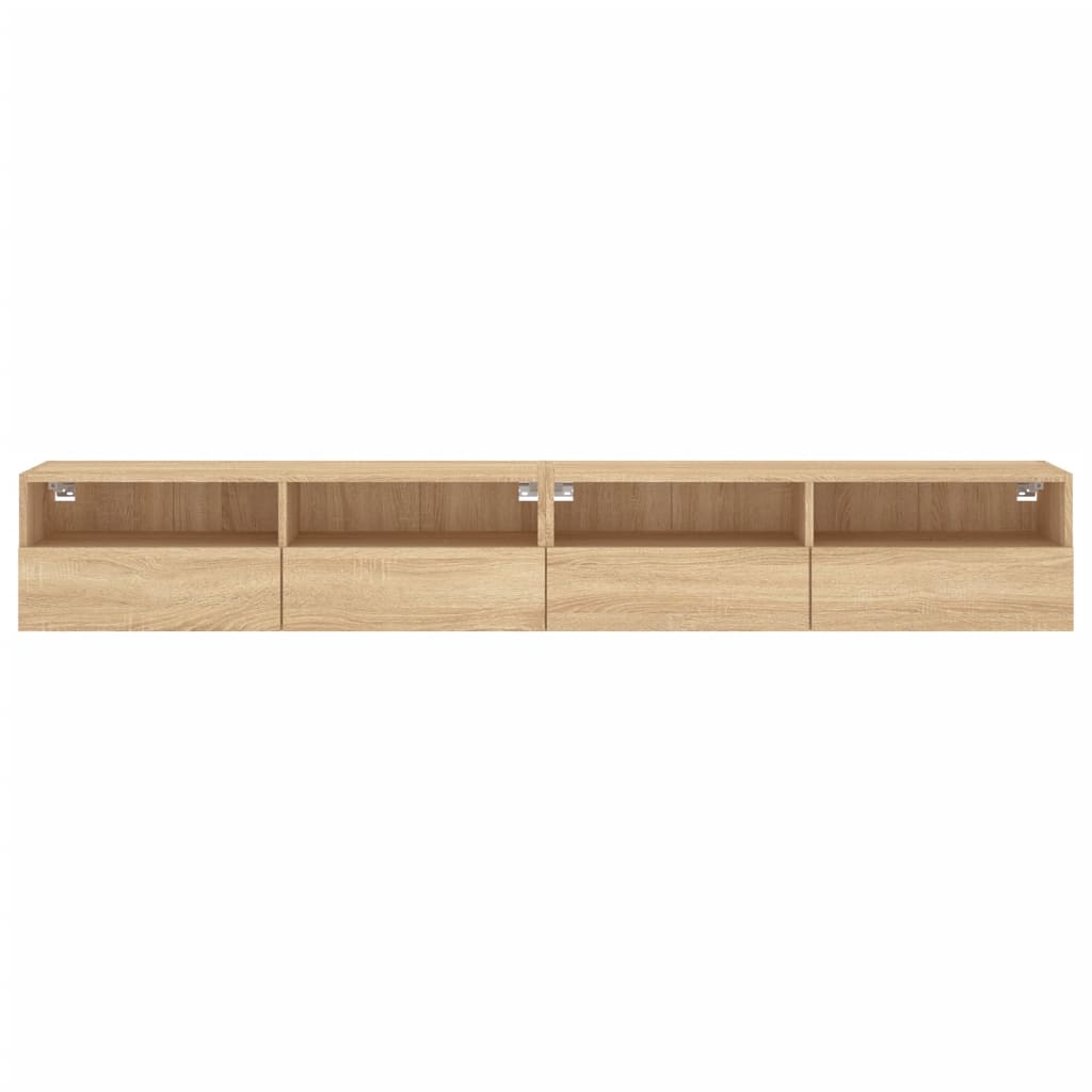 Väggmonterad tv-bänk 2 st sonoma-ek 100x30x30cm konstruerat trä