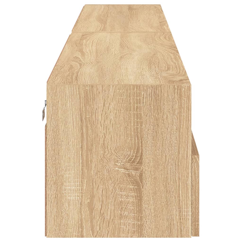 Väggmonterad tv-bänk 2 st sonoma-ek 100x30x30cm konstruerat trä