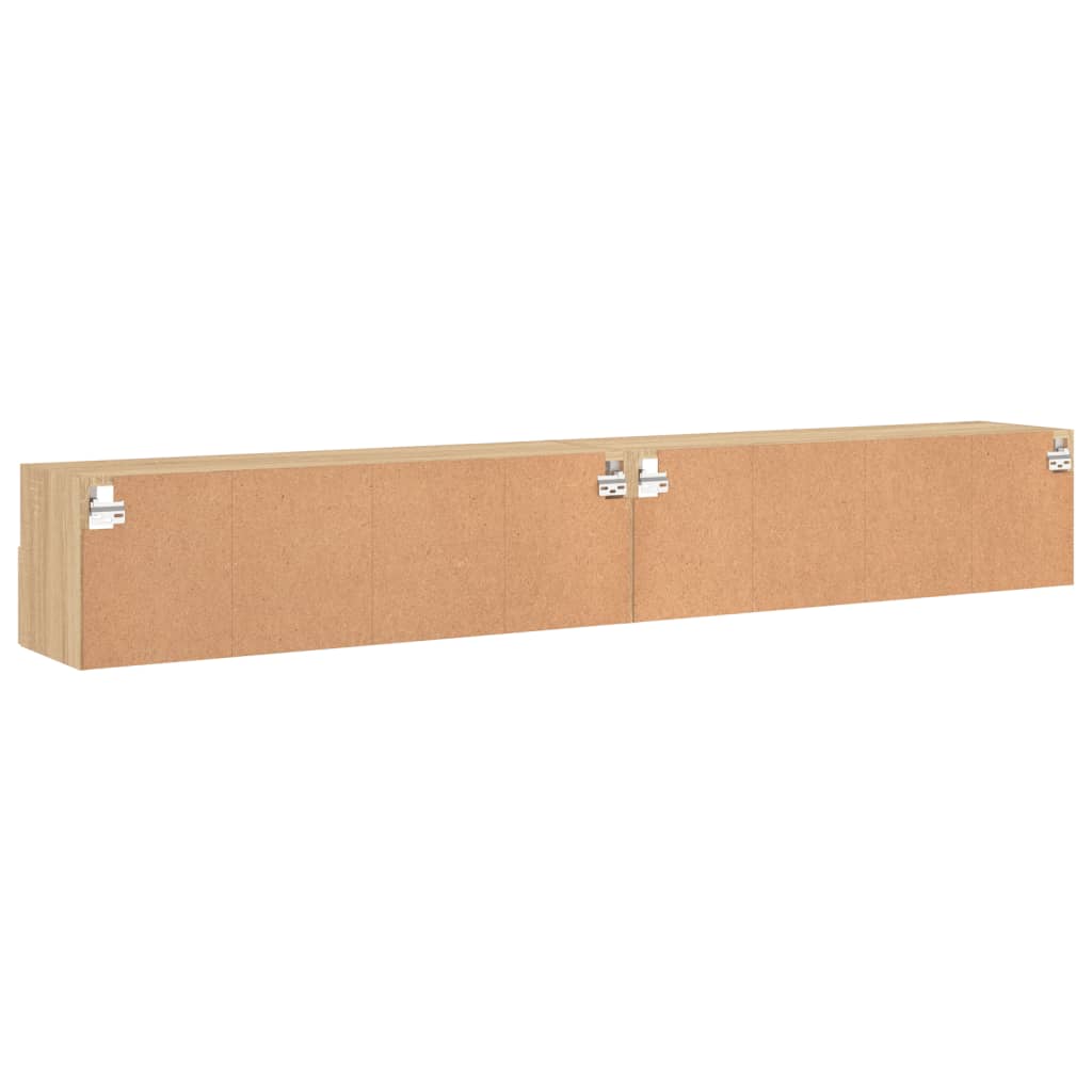 Väggmonterad tv-bänk 2 st sonoma-ek 100x30x30cm konstruerat trä