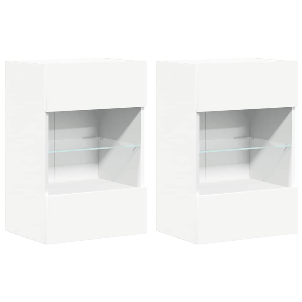 Nástenné skrinky s LED osvetlením pre TV 2 st vit 40x30x60,5 cm