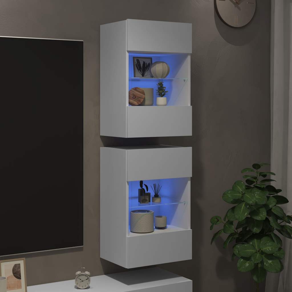 Nástenné skrinky s LED osvetlením pre TV 2 st vit 40x30x60,5 cm