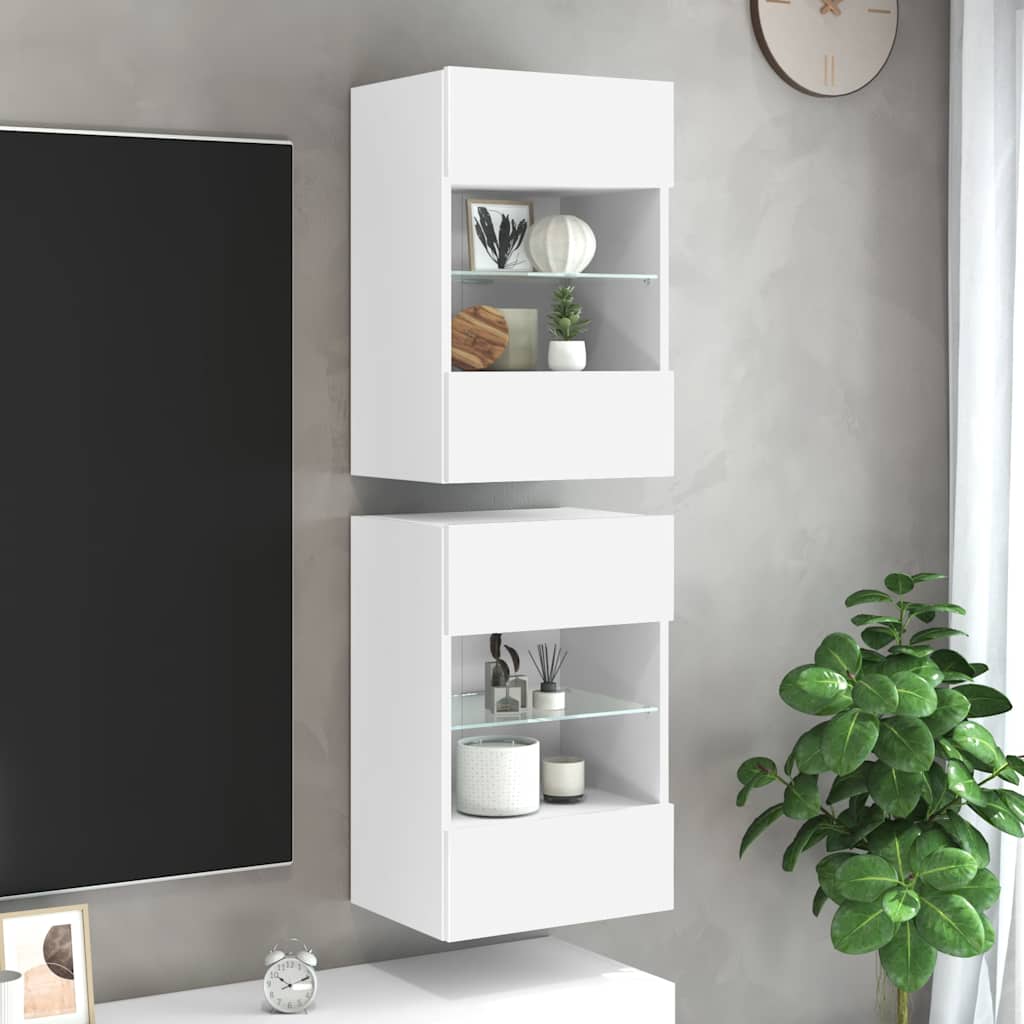 Nástenné skrinky s LED osvetlením pre TV 2 st vit 40x30x60,5 cm