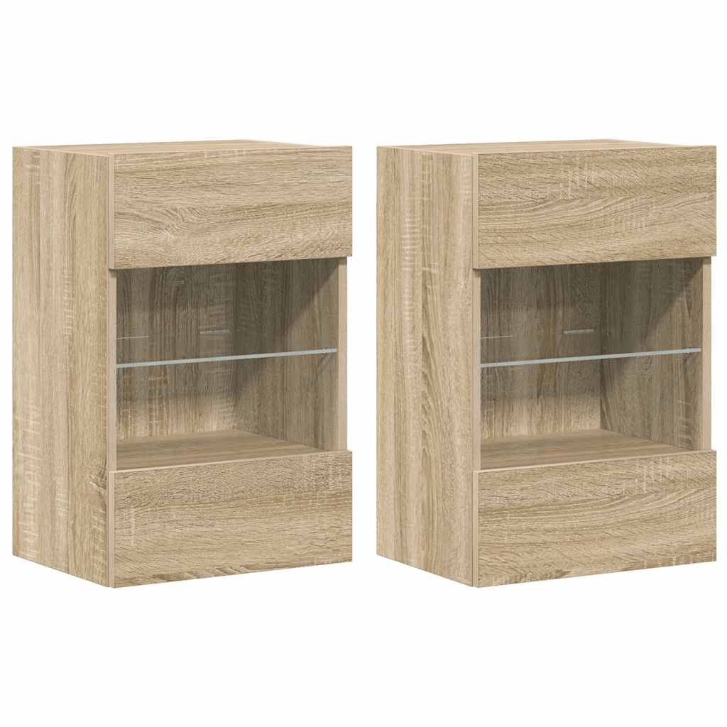 Nástenné skrinky s LED osvetlením pre TV 2 st sonoma-ek 40x30x60,5 cm