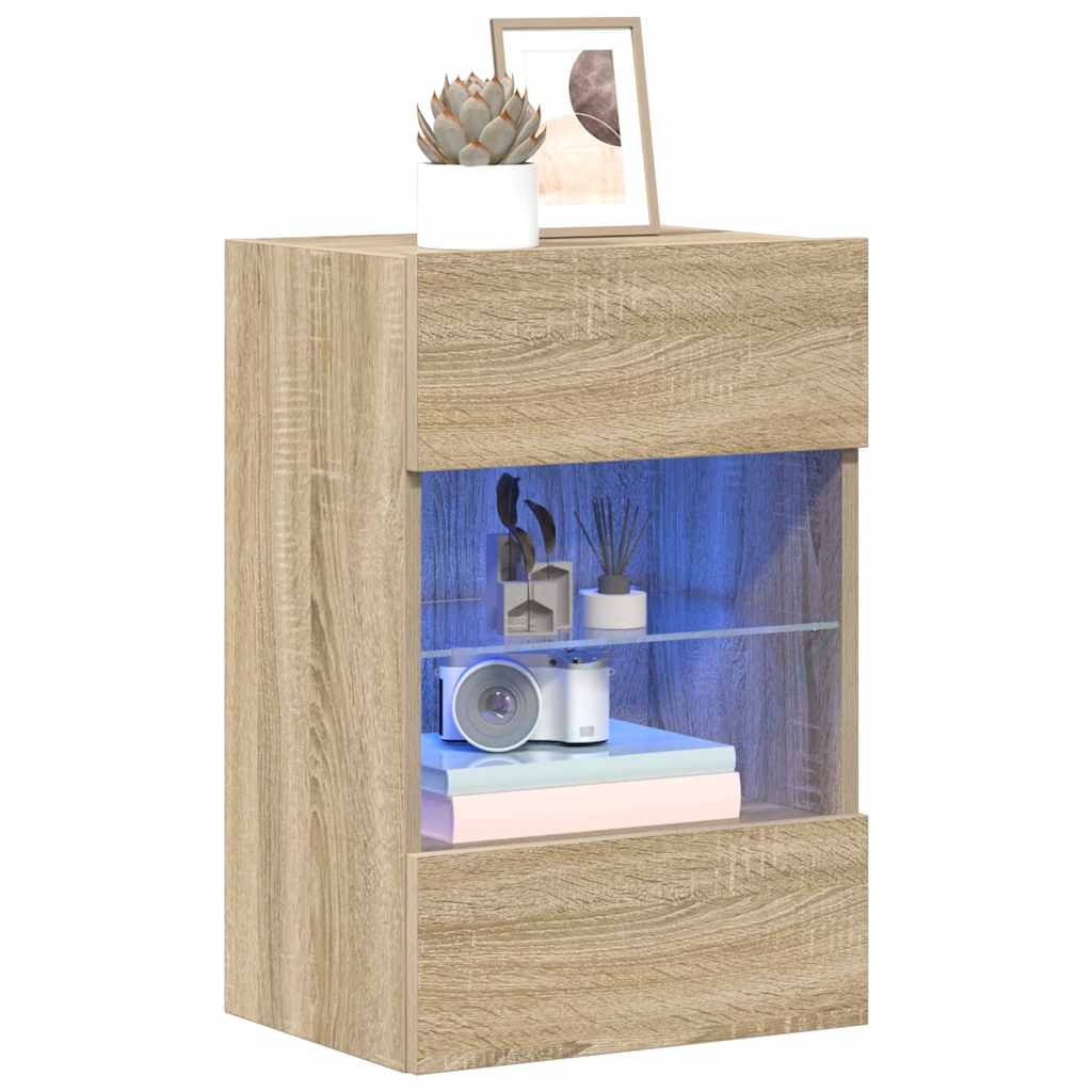 Nástenné skrinky s LED osvetlením pre TV 2 st sonoma-ek 40x30x60,5 cm