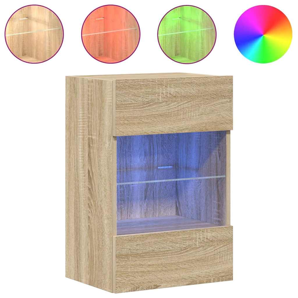 Nástenné skrinky s LED osvetlením pre TV 2 st sonoma-ek 40x30x60,5 cm