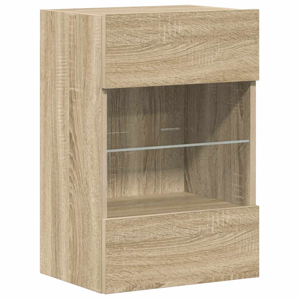 Nástenné skrinky s LED osvetlením pre TV 2 st sonoma-ek 40x30x60,5 cm