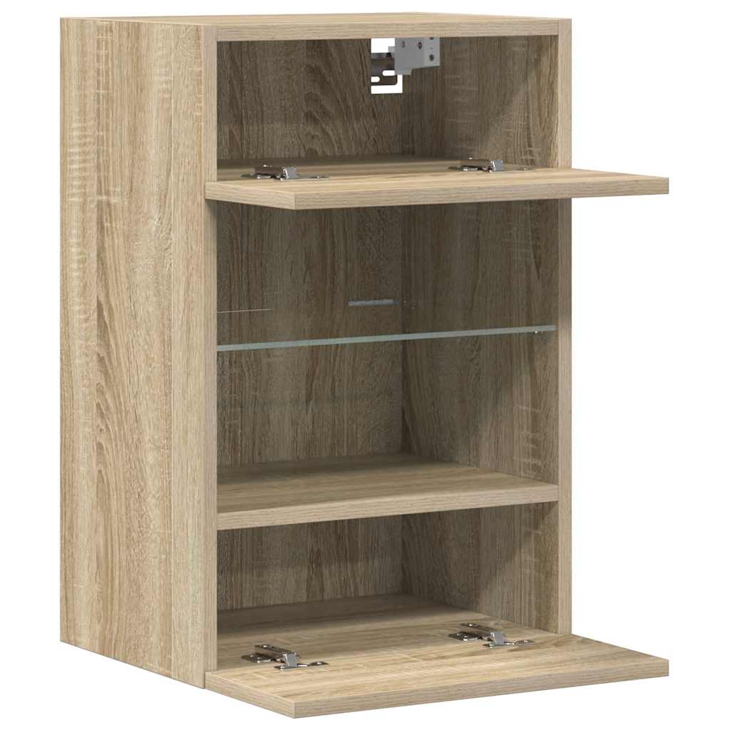 Nástenné skrinky s LED osvetlením pre TV 2 st sonoma-ek 40x30x60,5 cm