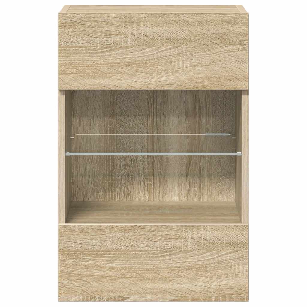 Nástenné skrinky s LED osvetlením pre TV 2 st sonoma-ek 40x30x60,5 cm