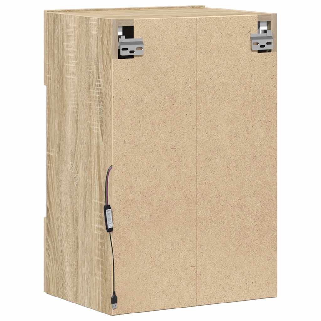 Nástenné skrinky s LED osvetlením pre TV 2 st sonoma-ek 40x30x60,5 cm