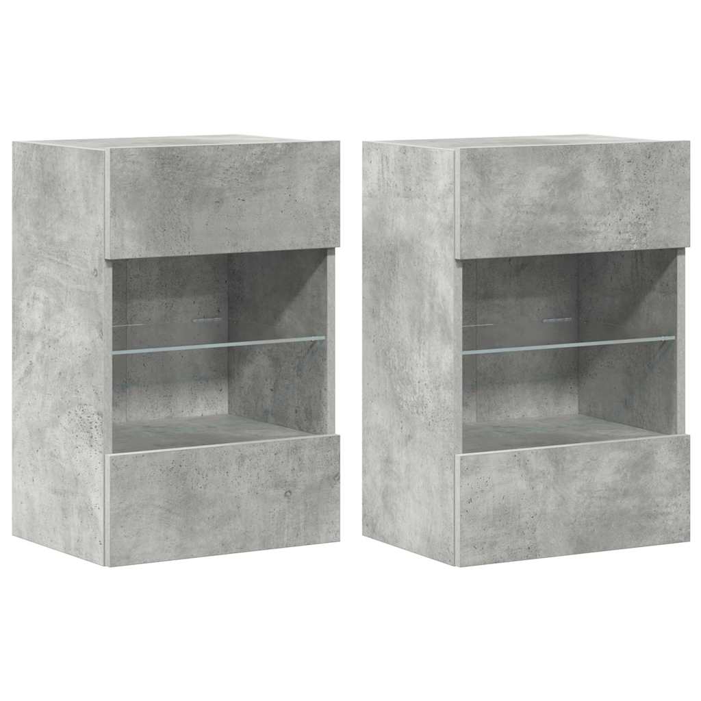 Nástenné skrinky s LED osvetlením pre TV 2 st betonggrå 40x30x60,5 cm