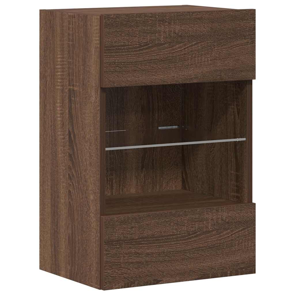 Nástenné skrinky s LED osvetlením pre TV 2 st brun ek 40x30x60,5 cm